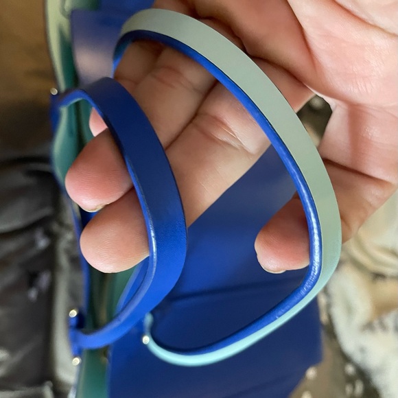 kate spade cobalt blue leather tote with light blue trim - Picture 3 of 3